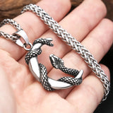 Moon With Snake Pendant Necklace