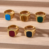 Vintage Carving Flat Stone Ring