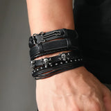 Punk Rock Leather Multi-Strap Bracelet