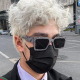 Retro Big Frame Square Rhinestone Sunglasses