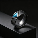 Anillo Geométrico Triángulo Turquesa