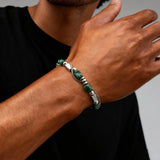 Green Natural Stacked Steel Bracelet
