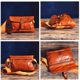 Shiny Genuine Leather Messenger Bag