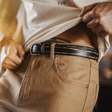 Vintage Black Cowhide Leather Belt