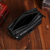Zipper Flap Black Leather Sling Bag