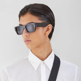 Solid Squared Frame Acetate Sunglasses