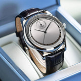 Black Leather Numberless Classy Watch