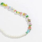 Asymmetrical Imitation Pearl Colorful Beads Necklace