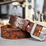 Retro Distressed Stone Pattern Belt