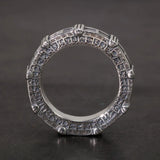 Round Retro Dark Sterling Silver Ring