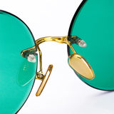 Round Dark Green Rimless Sunglasses