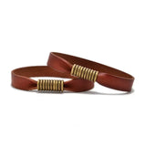Brown Leather Metal Clasp Bracelet
