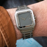 Silver Steel Square Casual Watch
