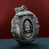 Silver Color Buddha Faces Pendant