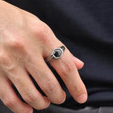 Punk-Hexagon-Edelstahlring in Grau