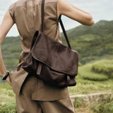 Soft Split Leather Solid Messenger Bag