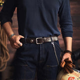 Cowboy Pin Buckle Genuine Leather Belt