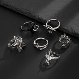 Punk Geometric Adjustable Ring Set