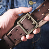 Vintage Genuine Leather Double-Pin Buckle Belt