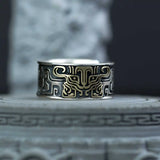 Retro Geometric Mythology Adjustable Ring