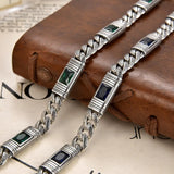Rectangular Gemstone Accents Chain Bracelet