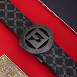 Geometric PU Leather Letter Buckle Belt