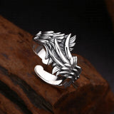 Retro Emboss Feather Ring