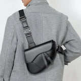 Saddle Solid Leather Crossbody Bag