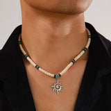 Sun Flower Pendant Wood Necklace