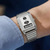Silver Steel Dual Display Watch