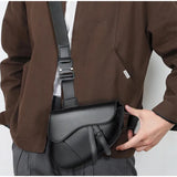 Saddle Solid Leather Crossbody Bag