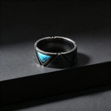 Anillo Geométrico Triángulo Turquesa