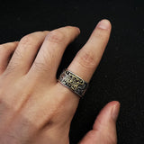 Retro Geometric Mythology Adjustable Ring