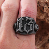 Gothic Black 13 Skull Ring