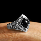 Cincin Ukir Batu Bentuk Berlian Hitam