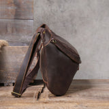 Braune Vintage Umhängetasche aus echtem Leder