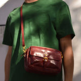 Smooth Leather Buckle Flap Bag