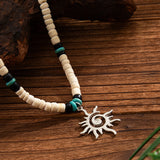 Sun Flower Pendant Wood Necklace