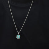 Collar Colgante Piedra Verde Cuadrado Pequeño