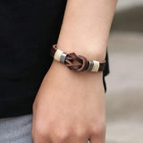 Antique Copper Knot PU Leather Bracelet