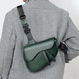 Saddle Solid Leather Crossbody Bag