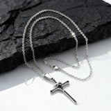 Black Zircon Heart Cross Necklace