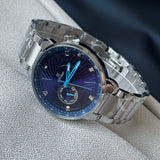 Round Blue Dial Steel Watch