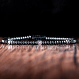 Black Silver Beaded Stones Bracelet