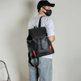 Rivet Black PU Leather Backpack