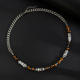 قلادة سلسلة خرز غير منتظمة خمر