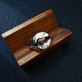 Retro Cracking Blue Gem Adjustable Ring