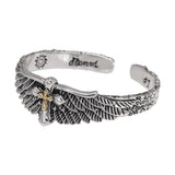 Gothic Feather Wing Cross Cuff Bracelet