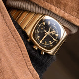 Square Black Dial Gold Watch