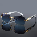 Gold Frame Rimless Rectangle Sunglasses